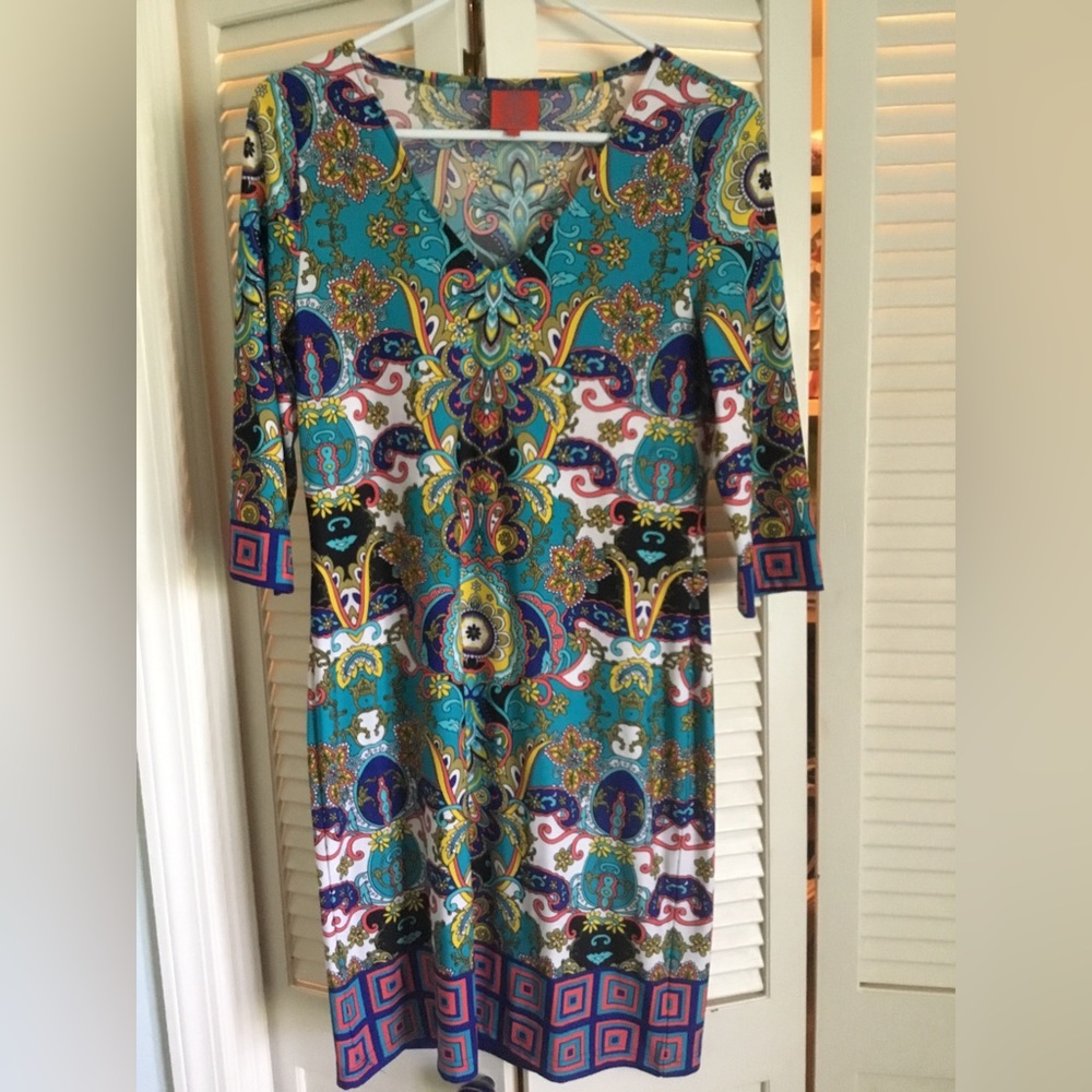 Emily 3/4 Sleeve V-Neck Dress in Bollywood Black by Tracy Negoshian